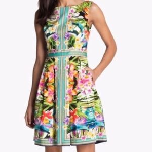 NWT Maggy London Floral & Chain Fit & Flare Dress 10P